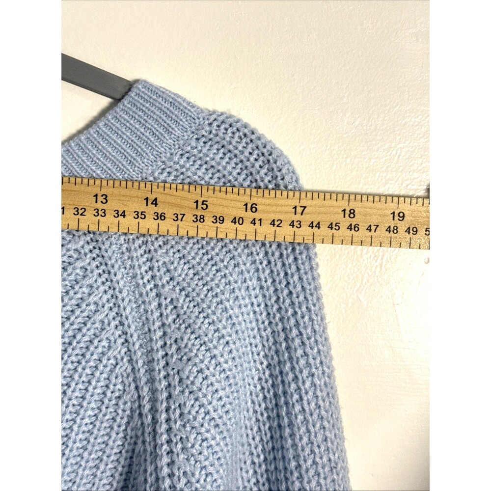 JOLIE & JOY Cropped V Neck Sweater with Drawstring Adjustable Hem Light Blue-S - Picture 7 of 10